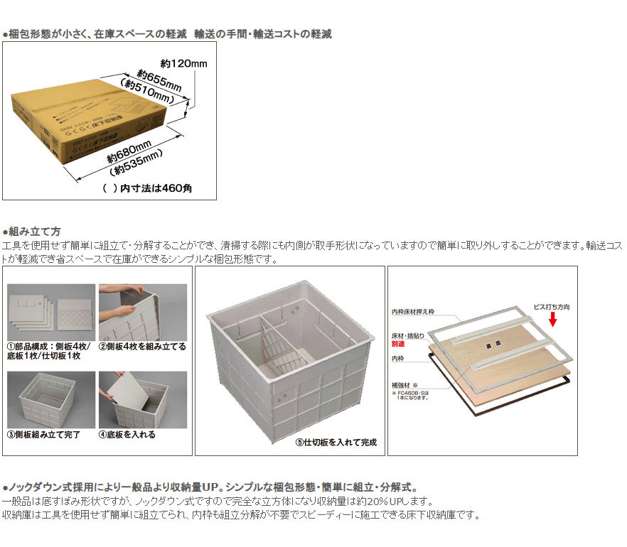 サヌキ SPG 浅型床下収納庫 ノックダウン式 SFS606 606角タイプ
