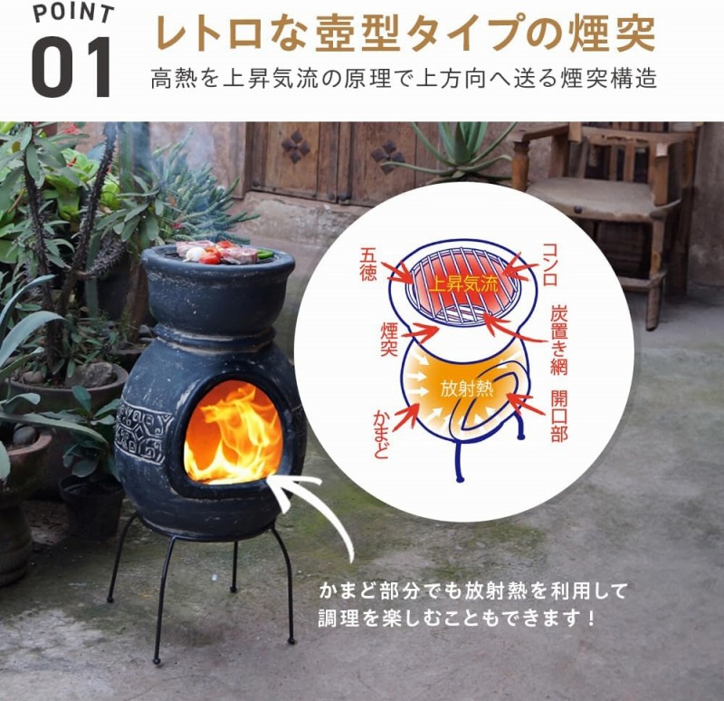 メキシコ製チムニー /アウトドア/キャンプ/ストーブ/暖炉/調理釜