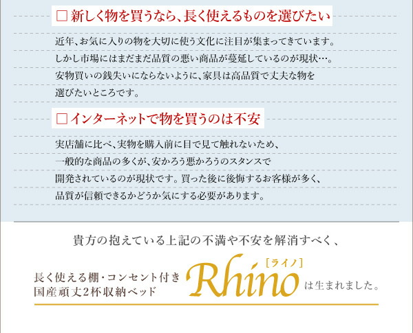 お客様組立 長く使える棚・コンセント付国産頑丈2杯収納ベッド ベッドフレームのみ シングル :a110021500026331:P T