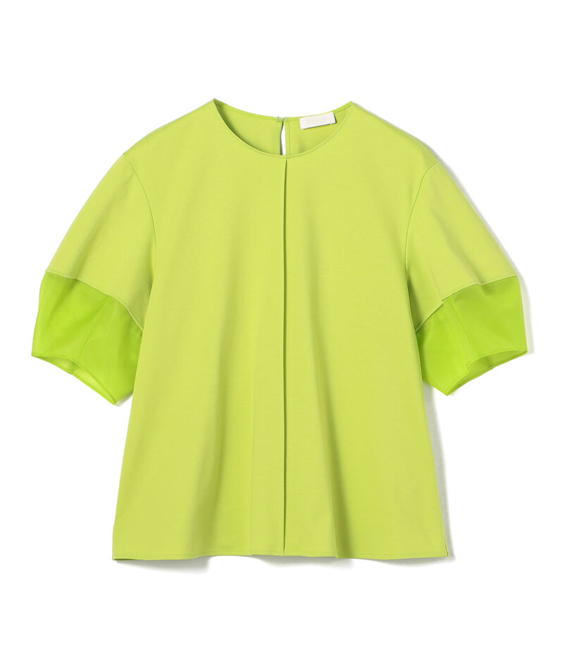 15AW トゥモローランドBallsey 定価1.8万! ファインウールバックボタンクルーネックニット黒×カーキ★ボールジー