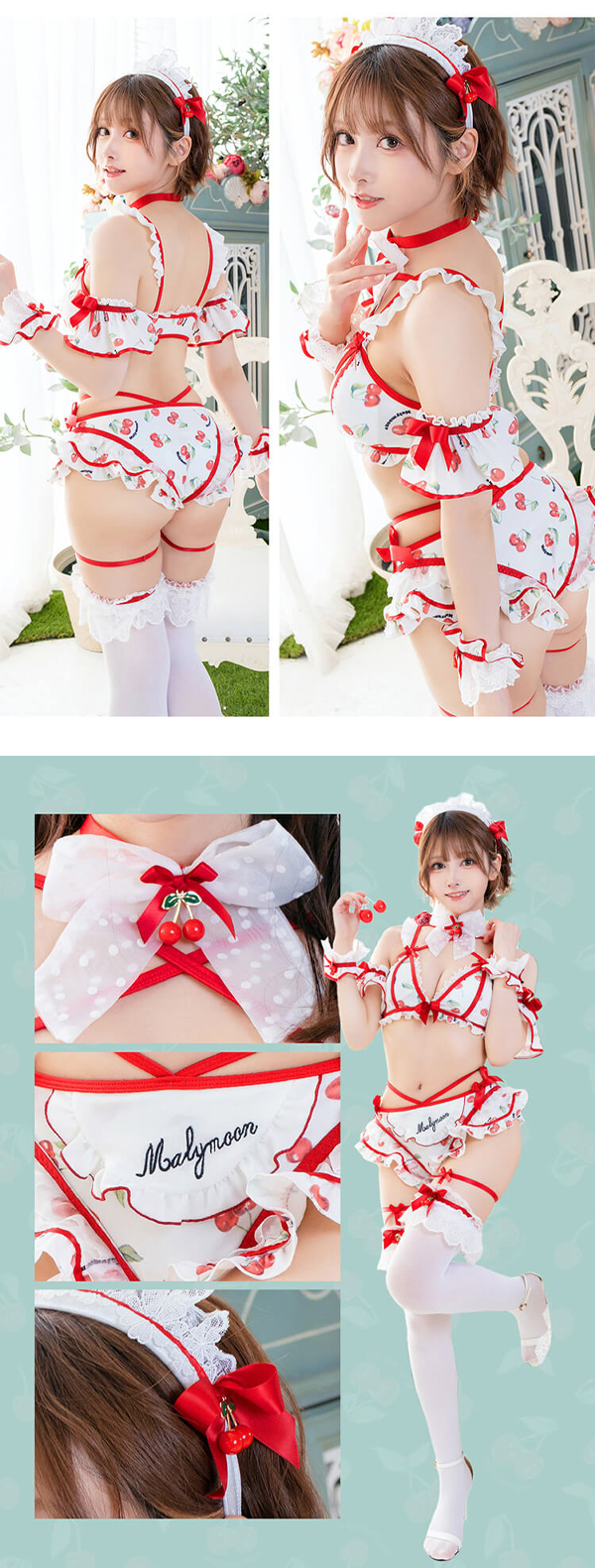 正規品]【あすつく】ビキニ 水着 ホワイト レッド チェリー さくらんぼ