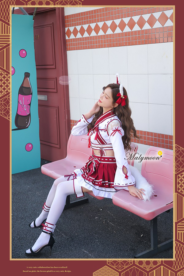予約-11月中旬頃より順次発送予定】巫女 キツネ ハロウィン コスプレ