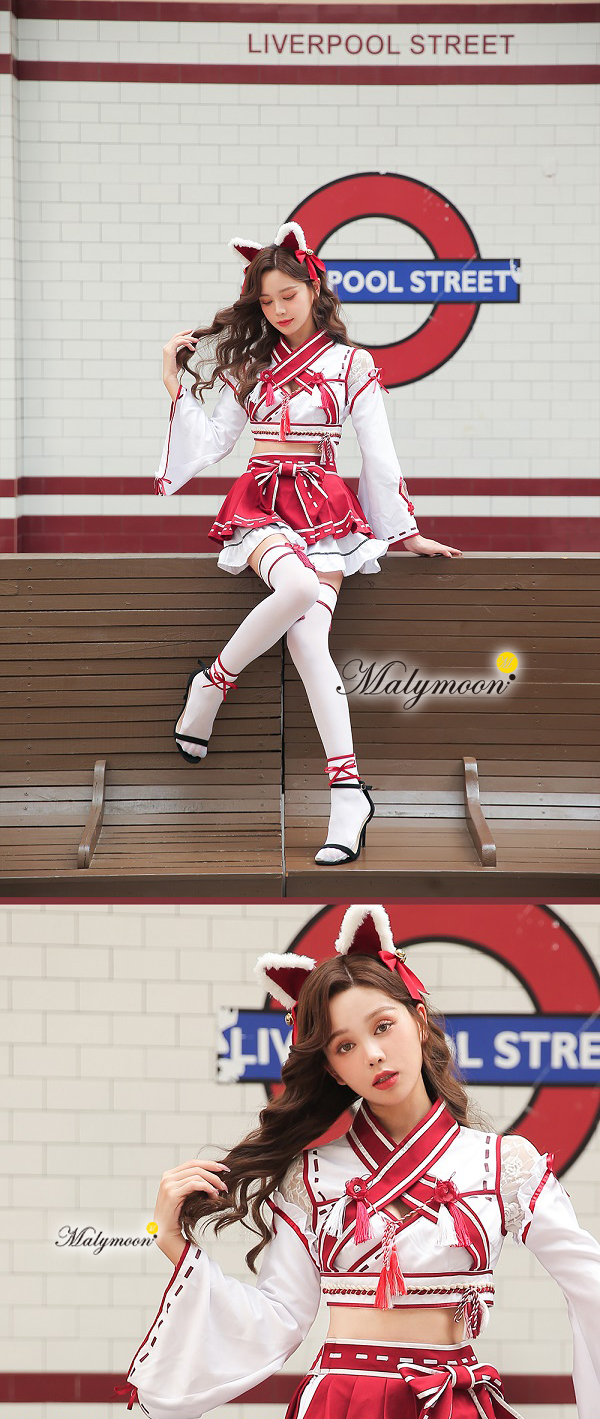 予約-11月中旬頃より順次発送予定】巫女 キツネ ハロウィン コスプレ