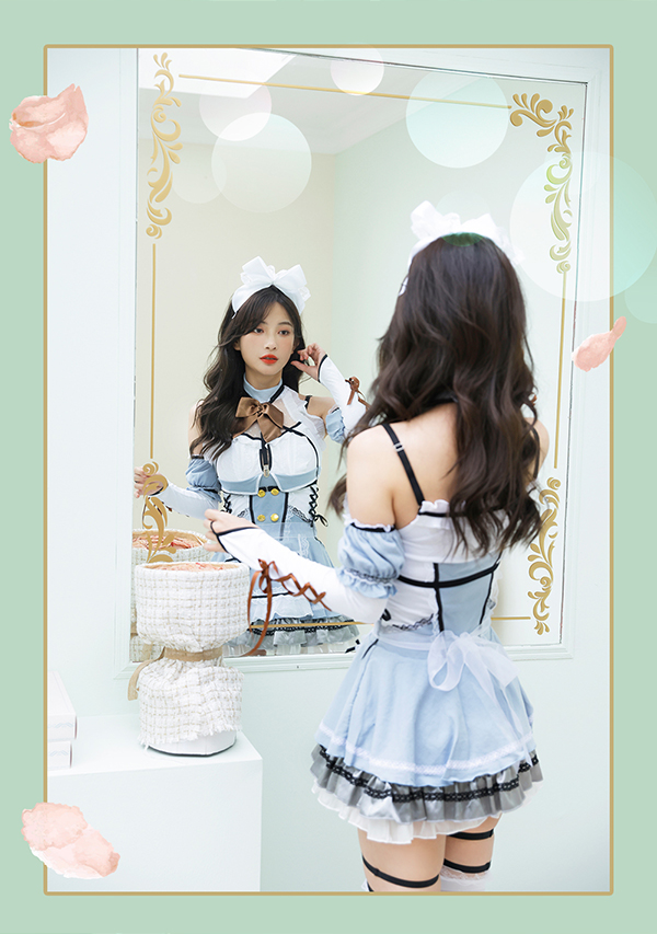 Malymoon メイド服 青　ブルー　メイド　ウェイトレス　マリームーン 楽天市場】[正規品]【即納】ハロウィン コスプレ 仮装 メイド服