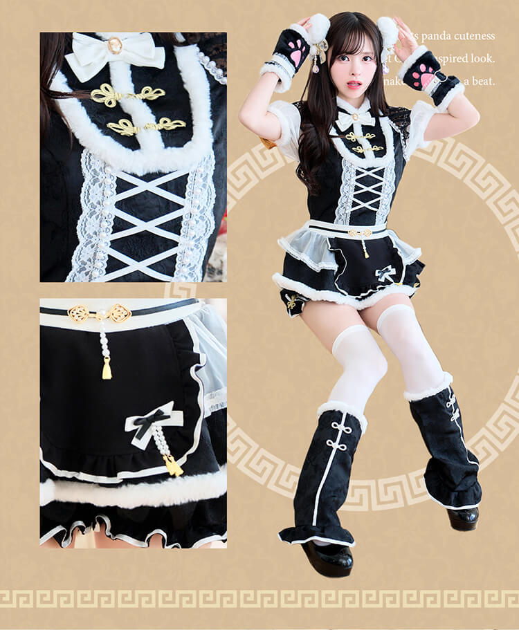 正規品]【ブラックは予約】コスプレ チャイナ アニマル パンダ