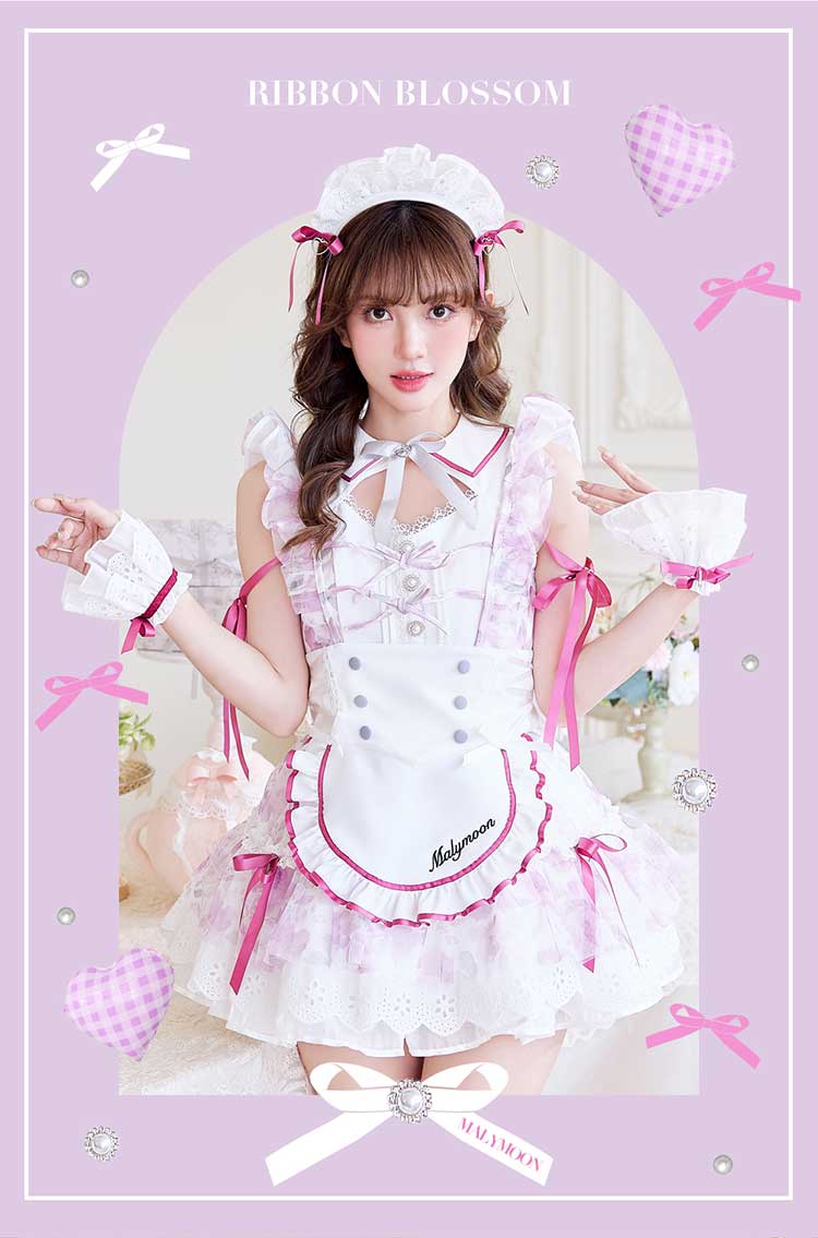 正規品]【ブルーは予約】シフォン メイド メイド服 コスプレ 花