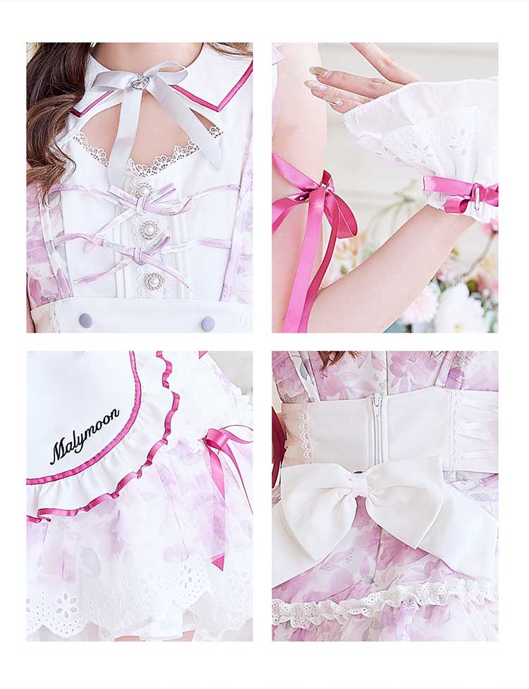 正規品]【ブルーは予約】シフォン メイド メイド服 コスプレ 花