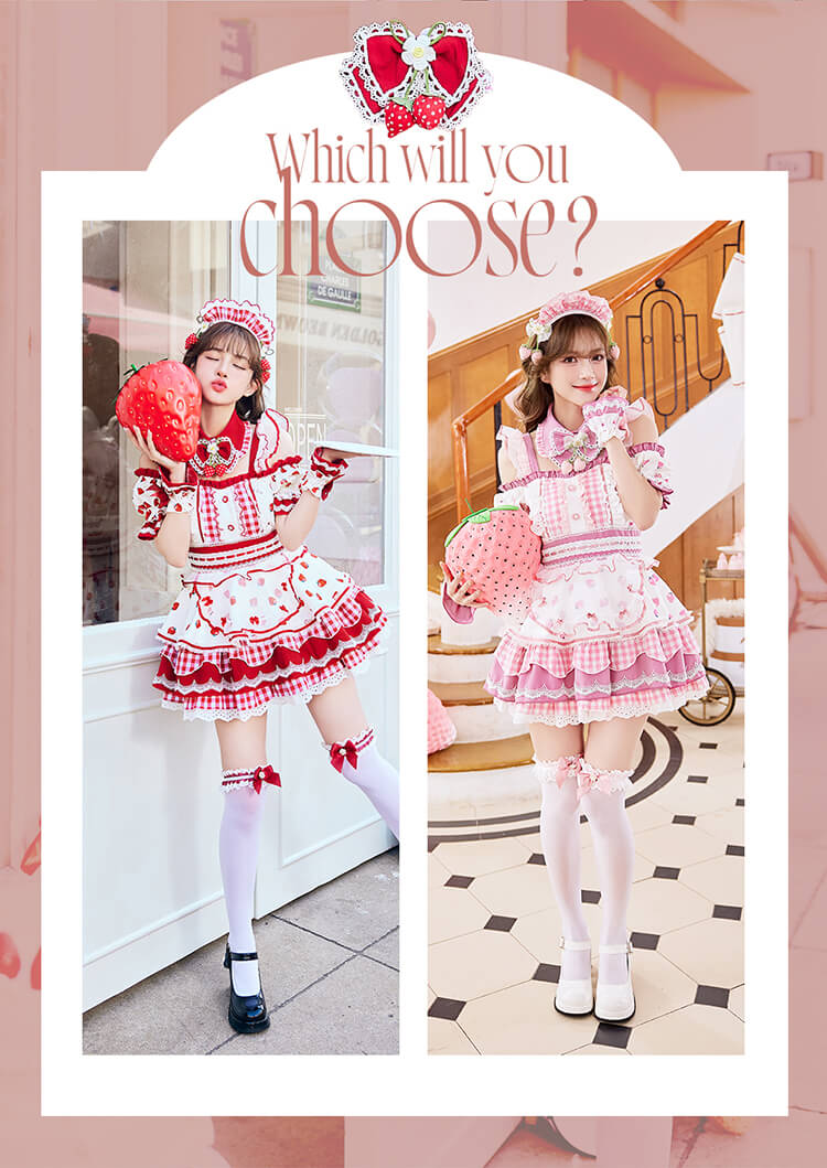 正規品]【予約】コスプレ メイド ウエイトレス ピンク レッド いちご