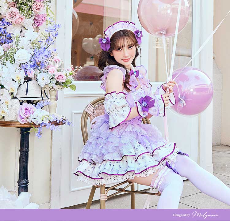 正規品]【予約】コスプレ メイド ウエイトレス 家政婦 パープル ピンク