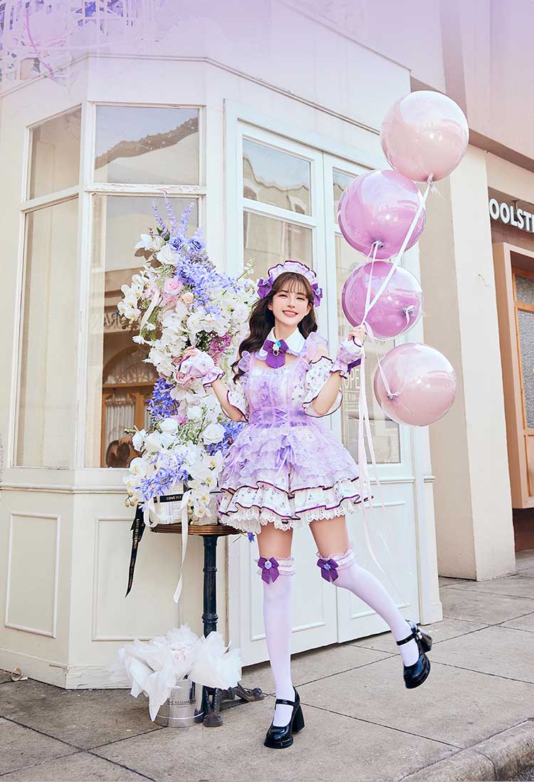 正規品]【あすつく】コスプレ メイド ウエイトレス 家政婦 パープル