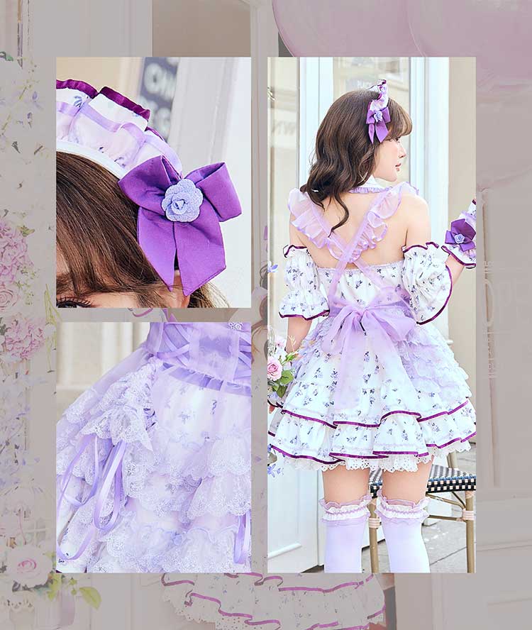 正規品]【予約】コスプレ メイド ウエイトレス 家政婦 パープル ピンク