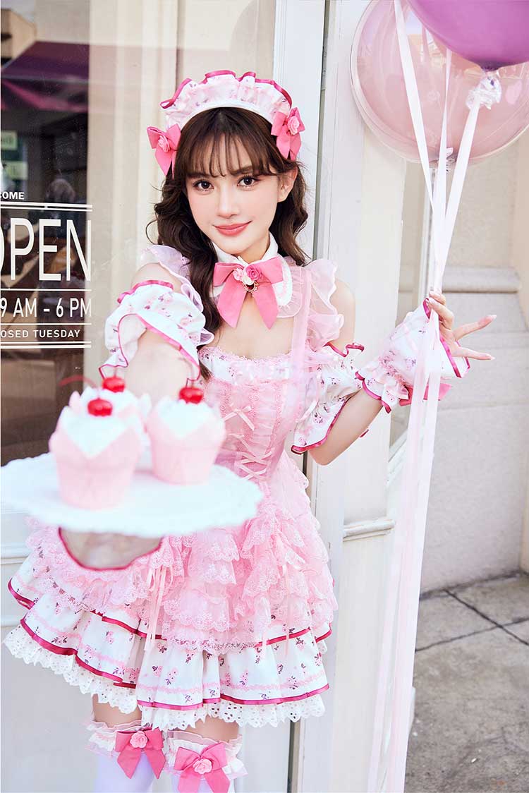 正規品]【予約】コスプレ メイド ウエイトレス 家政婦 パープル ピンク
