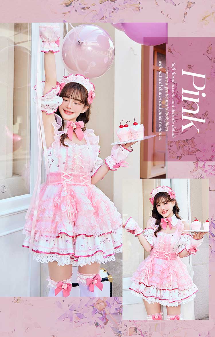 正規品]【予約】コスプレ メイド ウエイトレス 家政婦 パープル ピンク