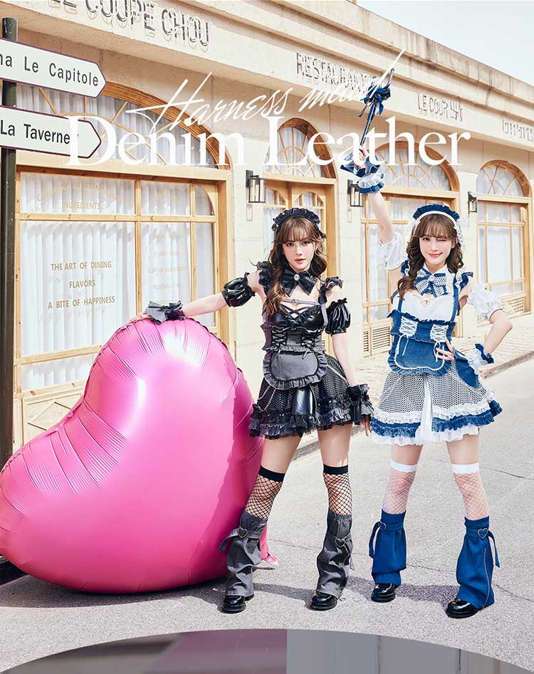 正規品]【あすつく】コスプレ メイド ウエイトレス レザー デニム