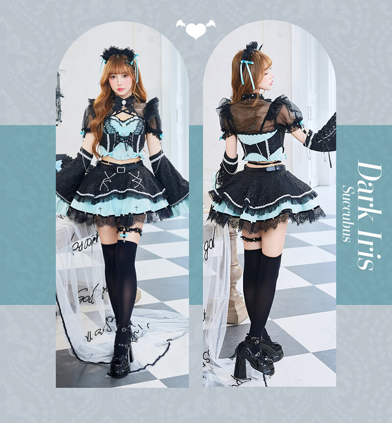 正規品]【あすつく】ハロウィン コスプレ サキュバス メイド 青 緑