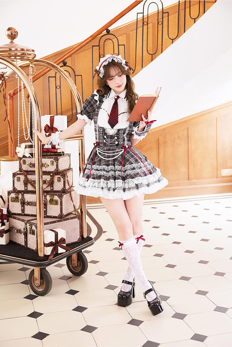 正規品]【あすつく】チェック 制服 学生 英国風 グレー ネクタイ 女子