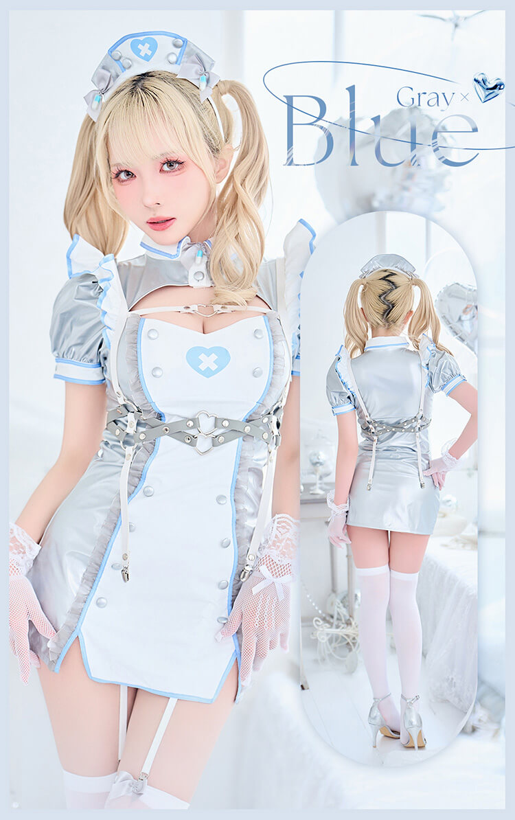 【専用】 マリームーン ゴシック ナース コスプレ 衣装 正規品]【あすつく】コスプレ ナース グレー ブルー ピンク メタリック