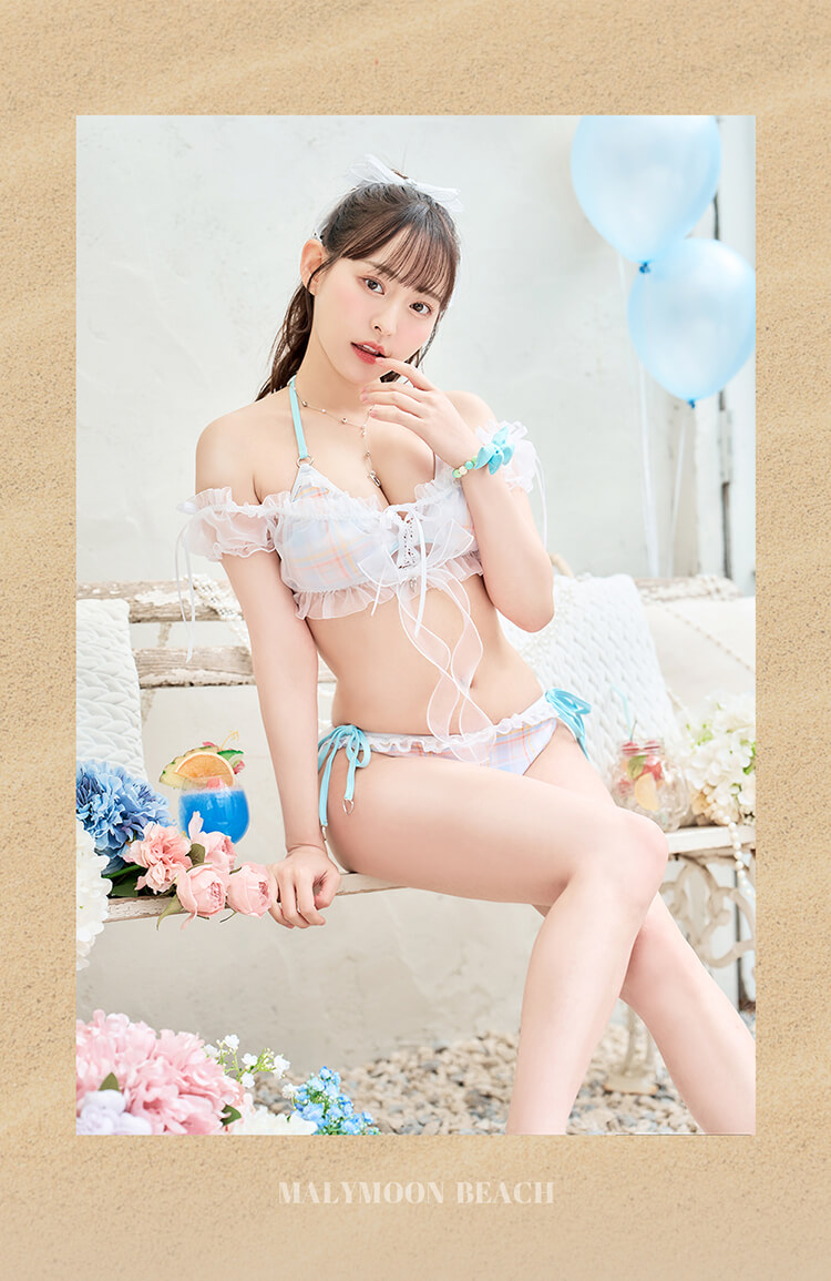 正規品]【あすつく】ビキニ 水着 ライトブルー ピンク チェック