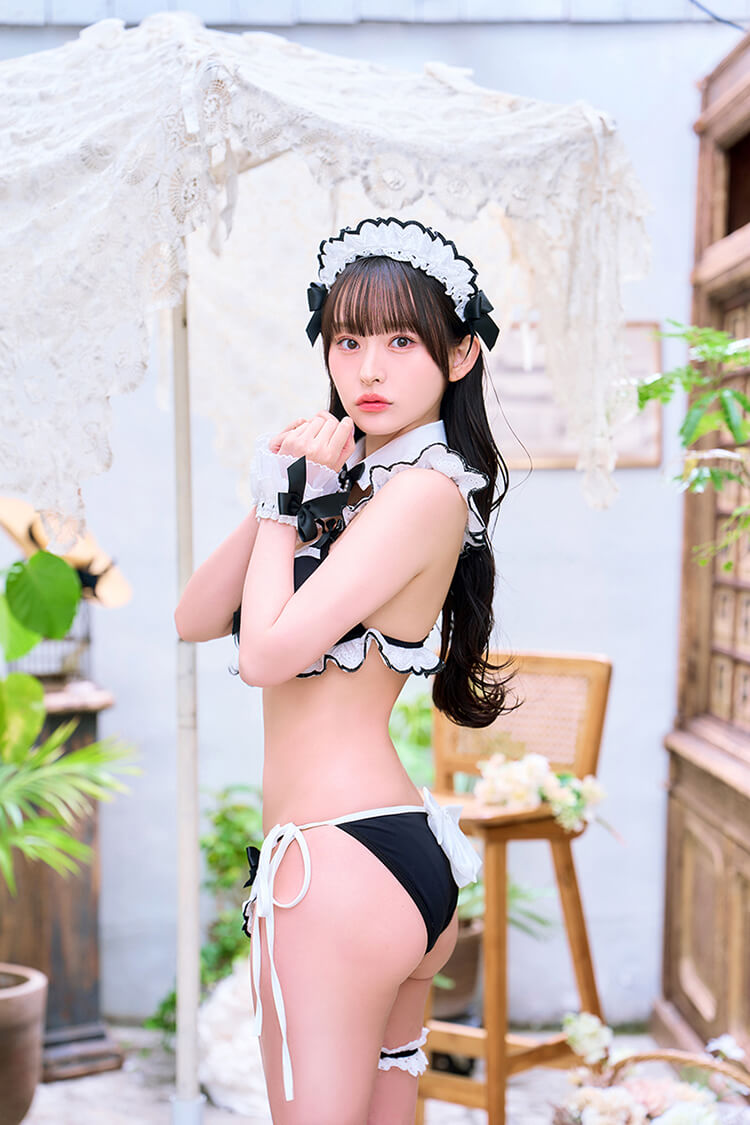 正規品]【あすつく】コスプレ ビキニ リボン ホワイト ブラック フリル