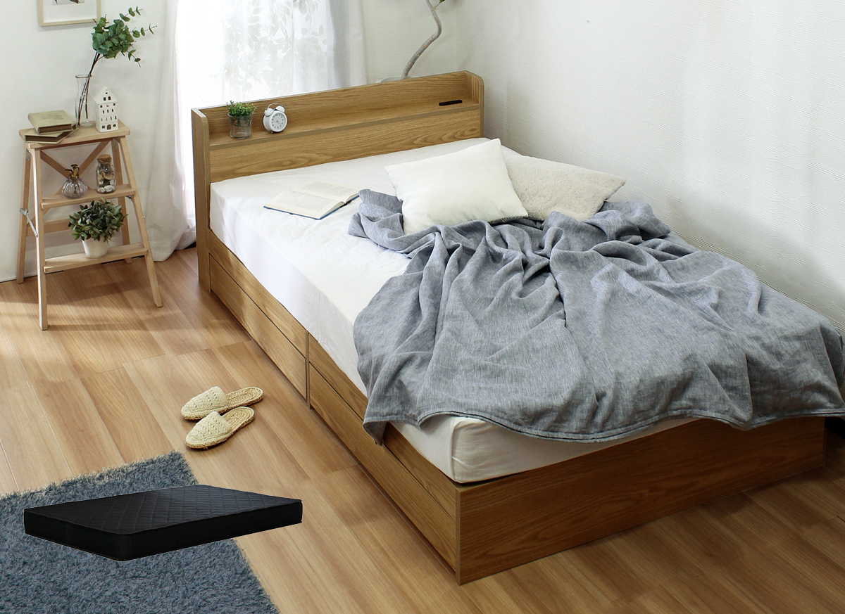 セミダブルベッド マットレス付き 安い 収納 ベッド セミダブル 収納