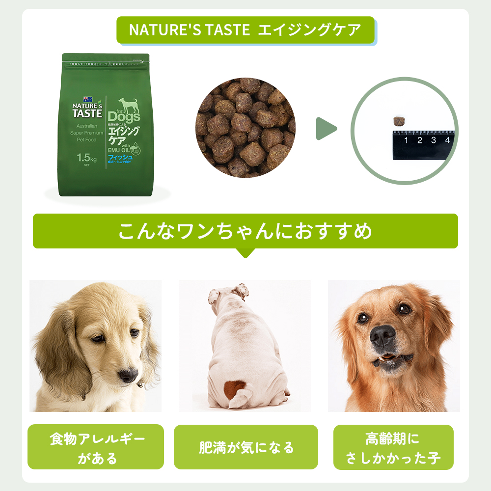 売切！NATURE'S TASTE ドッグフード 3kg エミューオイル ネイチャーズテイスト｜スキン＆コートケア - natures-taste