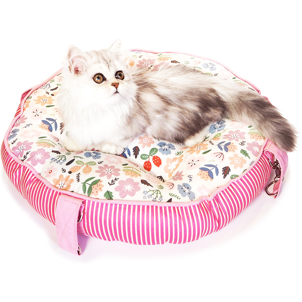 レインボー まぁるい猫のハンモック 花柄 ( ピンク イエロー )｜dog-penet｜02