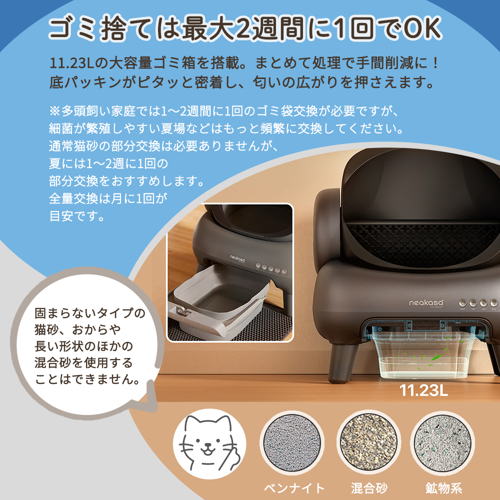 Neakasa ネアカサ M1 オープン型全自動型猫トイレ ( グレー ホワイト