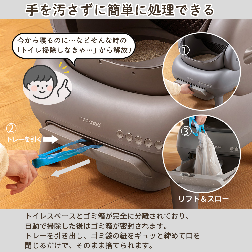 Neakasa ネアカサ M1 オープン型全自動型猫トイレ ( グレー ホワイト