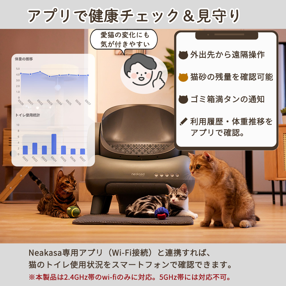 Neakasa ネアカサ M1 オープン型全自動型猫トイレ ( グレー ホワイト
