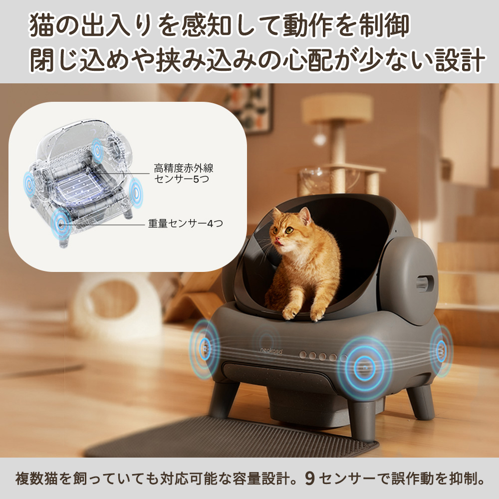 【※直接取引のみ】猫　自動トイレ Neakasa M1 Plus オープン型全自動猫トイレ本体｜多頭飼い・大型猫対応