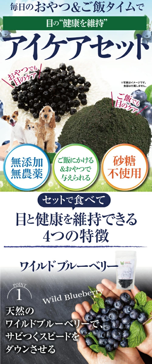 犬・ペットの目の健康維持に ワイルド ブルーベリー・目の革命(アイケアセット)無添加 おやつ サプリ【通常便 送料無料】 :eyecareset:犬のご飯とケーキのドッグダイナー  - 通販 - Yahoo!ショッピング