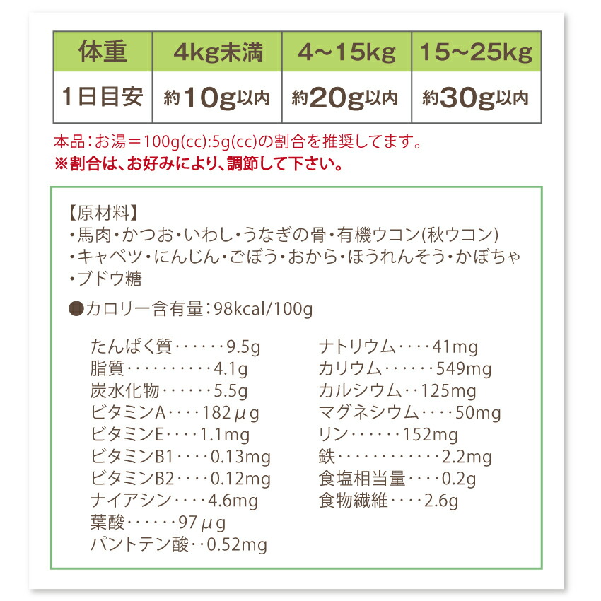 犬 猫用 粉末 スープ 肝臓 食欲に 馬肉とウコンのスープ 馬うまスープ 100g 無添加 国産 有機 栄養 水分補給 : 800000619 :  犬のご飯とケーキのドッグダイナー - 通販 - Yahoo!ショッピング