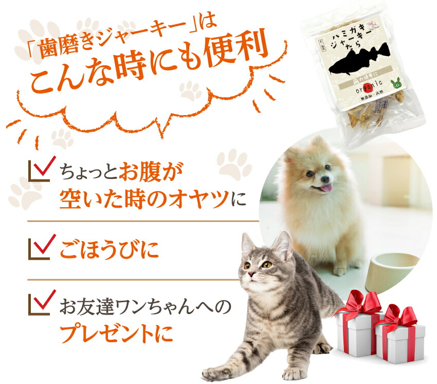 犬・猫・ペットの口臭・息が臭い、歯磨き・歯石に無添加のおやつ 歯磨きジャーキー 魚のおやつ・歯周病