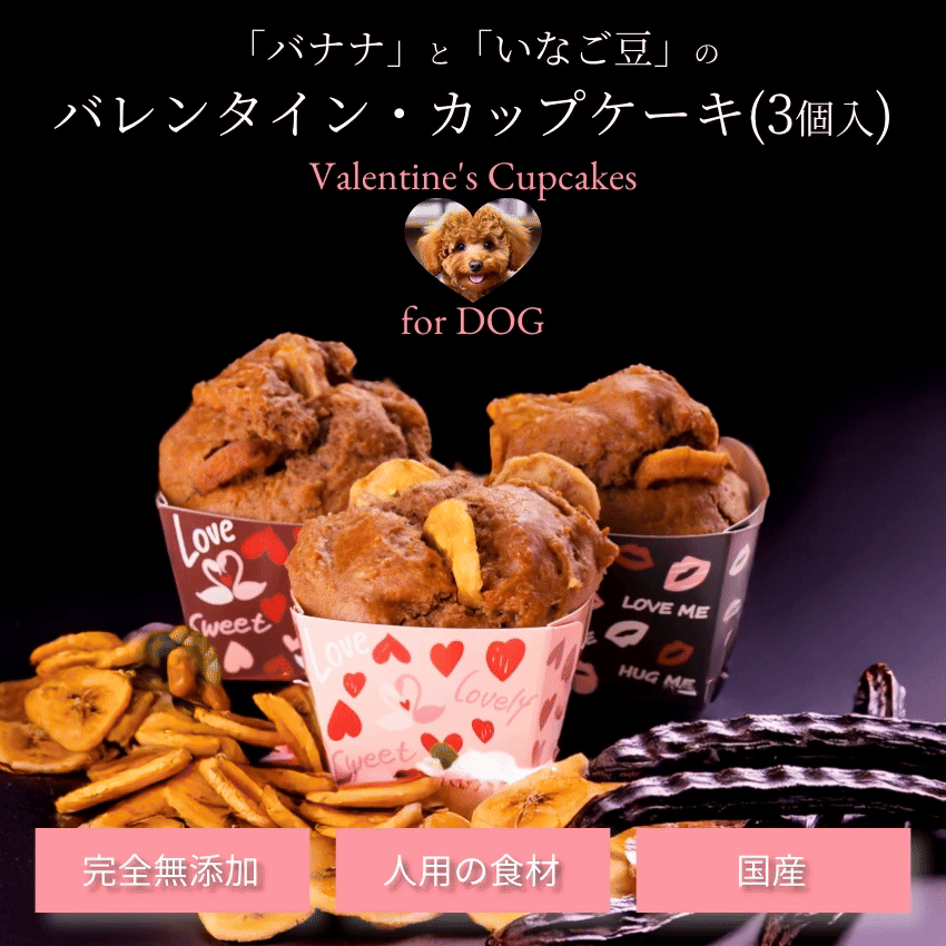 ドッグダイナー 犬用バレンタイン 無添加 カップケーキ 3個セット 国産