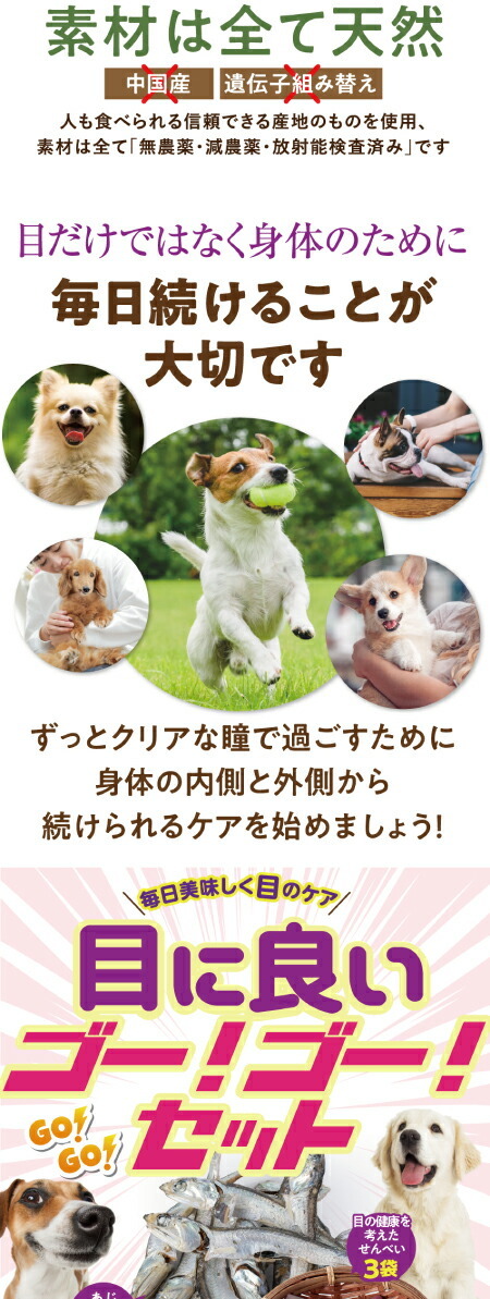 犬犬の白内障・涙焼け・目・涙やけにサプリとおやつ・無添加