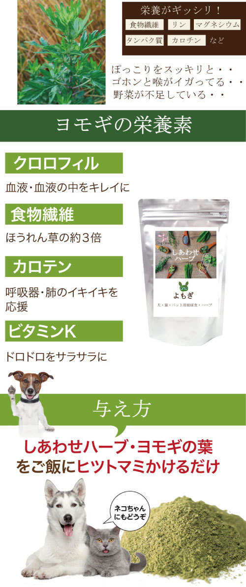 犬 猫 体重管理 ダイエット ハーブ よもぎ g 無添加 国産 メール便 送料無料 Yomogi 犬のご飯とケーキのドッグダイナー 通販 Yahoo ショッピング