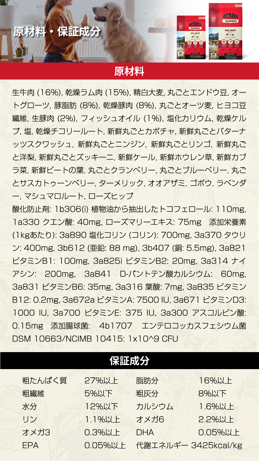 アカナ クラシック レッドミートレシピ 2kg ドッグフード ドック 犬 成
