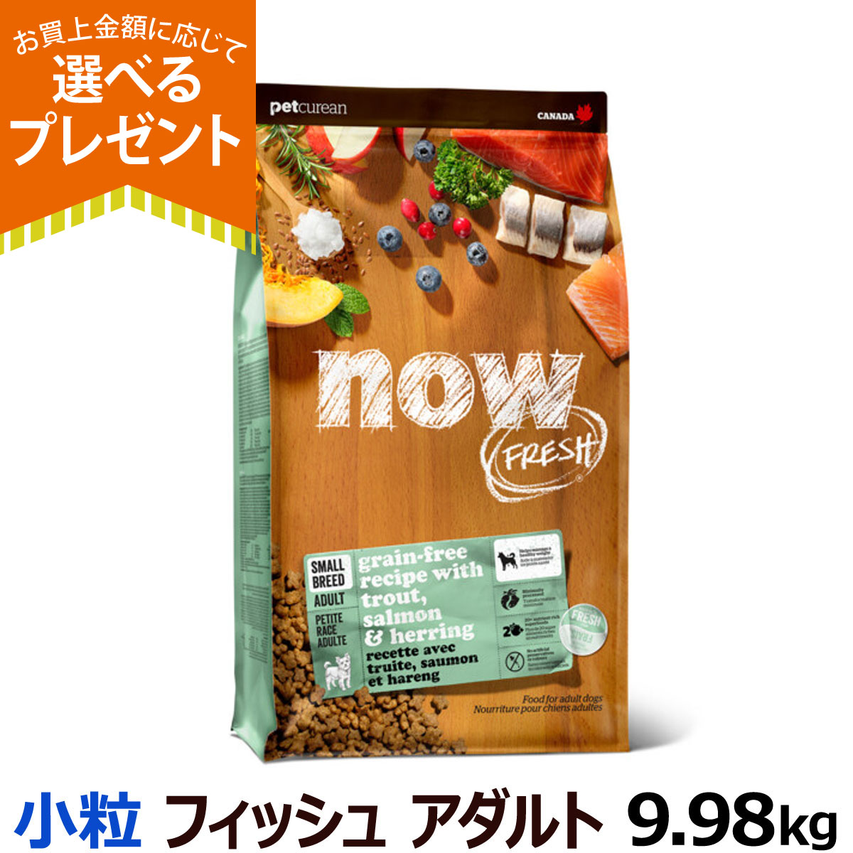 (選べるプレゼント付き)ナウ フレッシュ グレインフリースモールブリードフィッシュアダルト9.98kg ドッグフード 超小粒 犬 成犬 穀物不使用