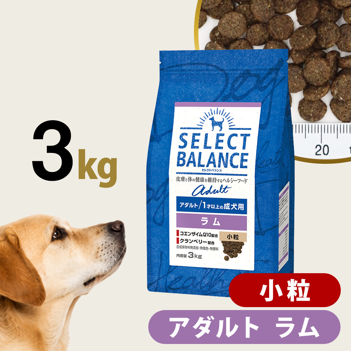 セレクトバランス アダルトラム 小粒 3kg 4個 SELECT BALANCE セレクトバランス アダルト ラム 小粒 3kg 成犬 羊肉