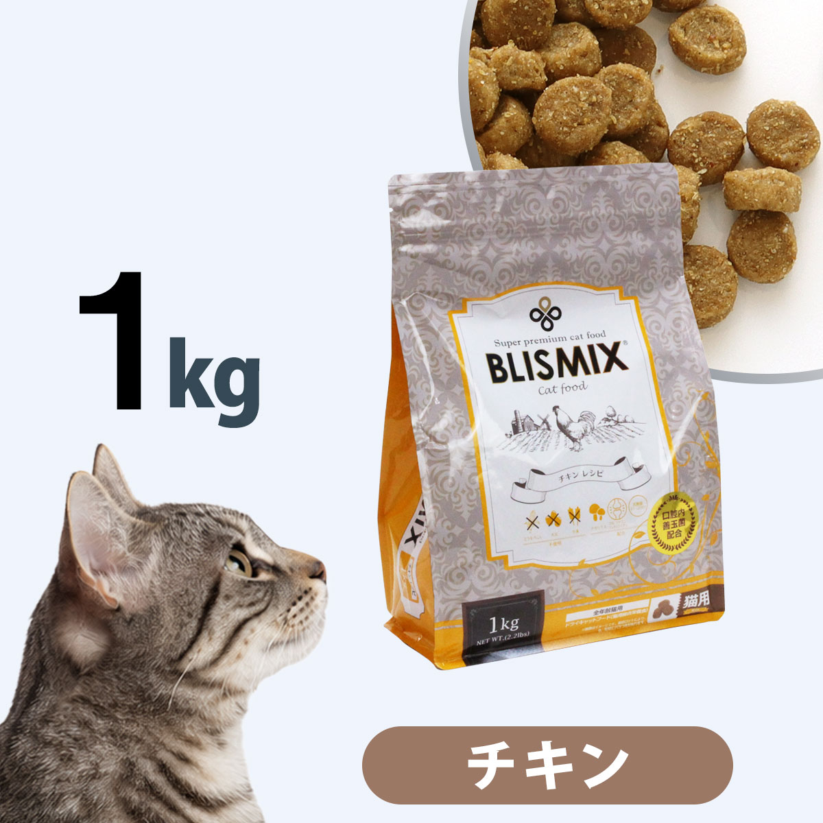 ブリスミックス 猫用チキン 1kg キャットフード アレルギー対応 口腔内善玉菌K12配合