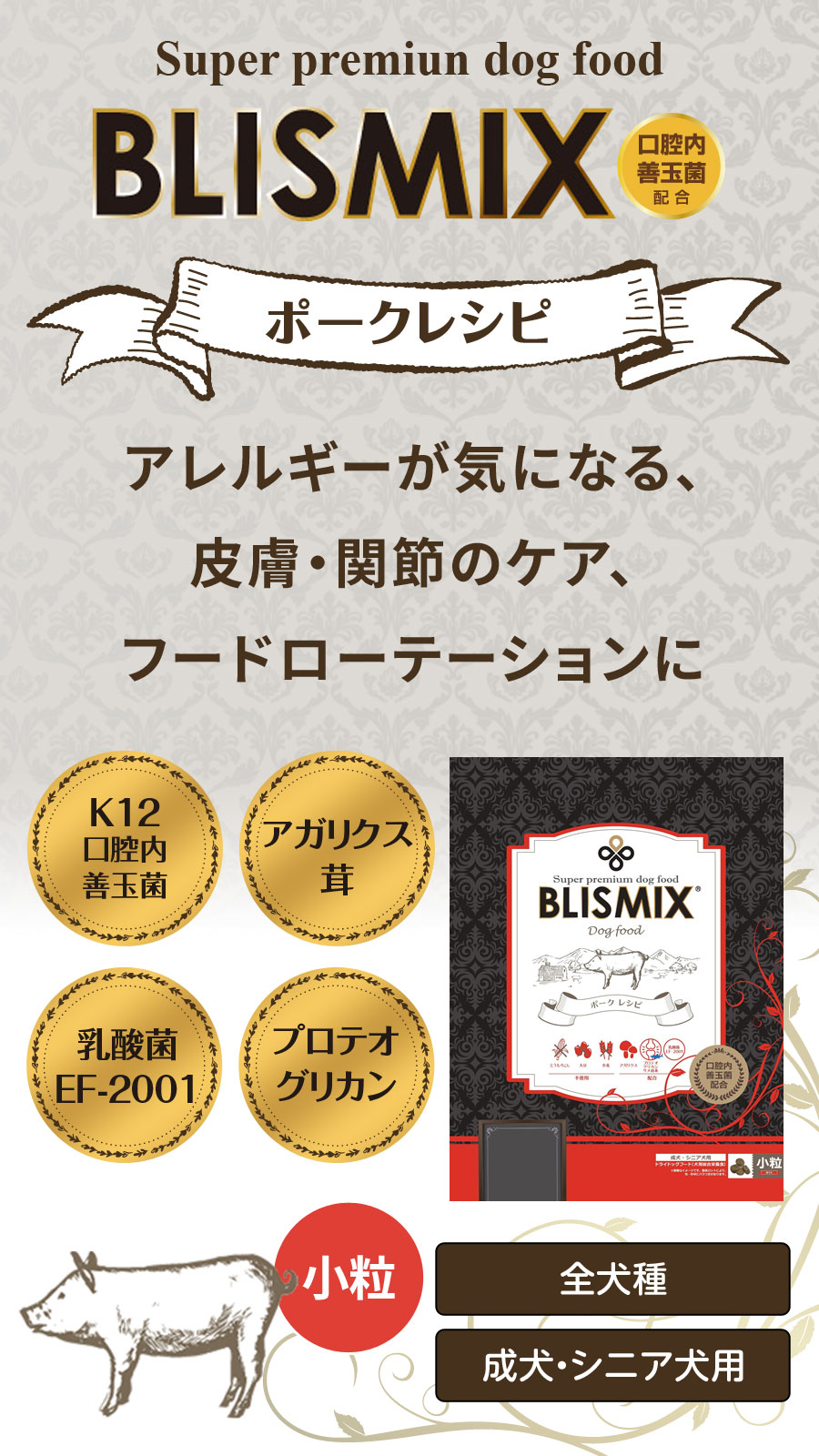 ブリスミックス サーモン 小粒15kg 試供品50g×8袋付き ブリスミックス グレインフリー サーモン小粒(犬用) | 株式会社