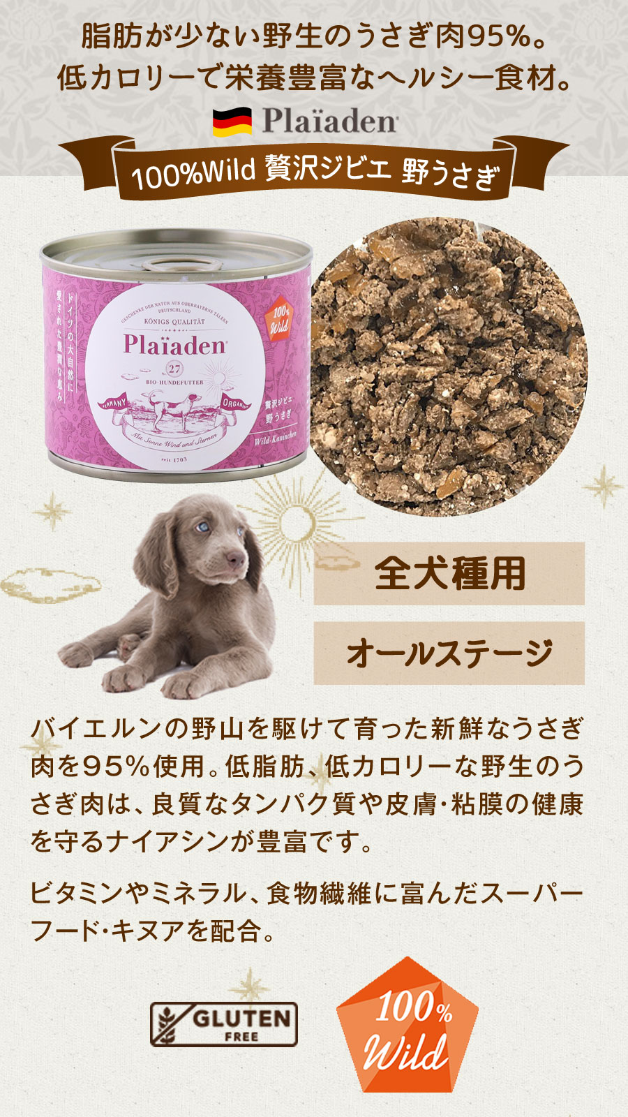 プレイアーデン ウェットフード 100%Wild 贅沢ジビエ 野うさぎ 200g