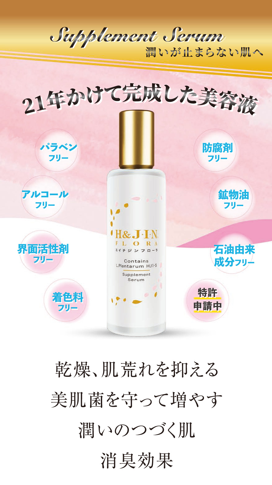 エイチジンフローラ　60ml 新品 乳酸菌H&JIN エイチジン フローラ（人用） 60ml 美容液 うるおい 保湿