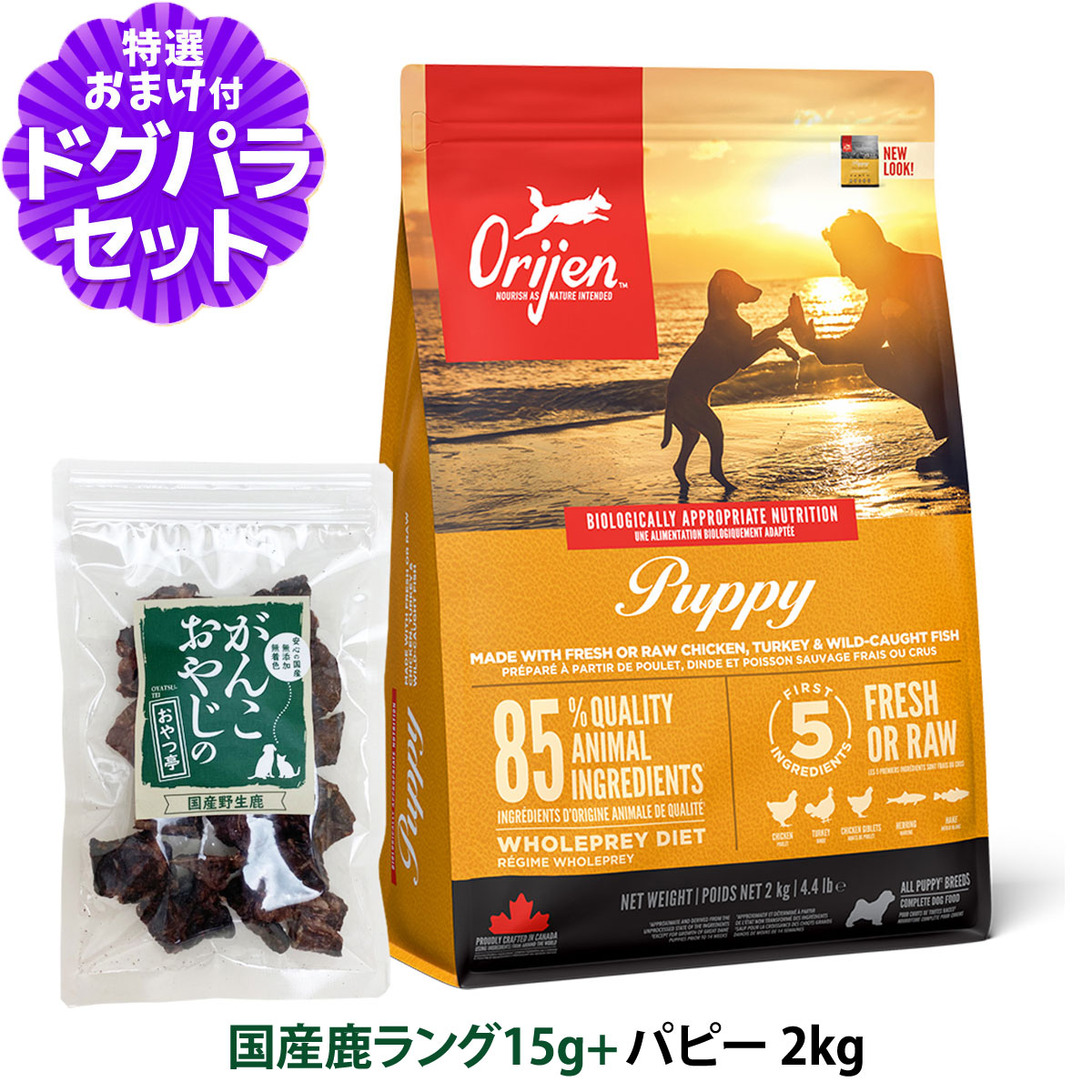 オリジン パピー 2kg＋国産鹿ラング15g