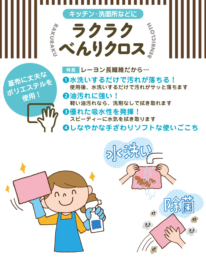 ラクラクべんりクロス 油汚れ 優れた吸水性