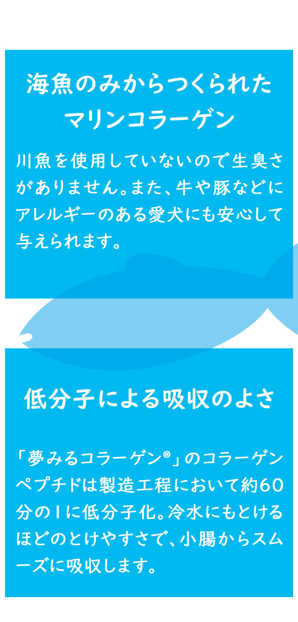 夢みるコラーゲン Dreaming Collagen 低分子コラーゲンペプチド 海魚由来のマリンコラーゲン 与えやすい粉末タイプ ビタミンC付き