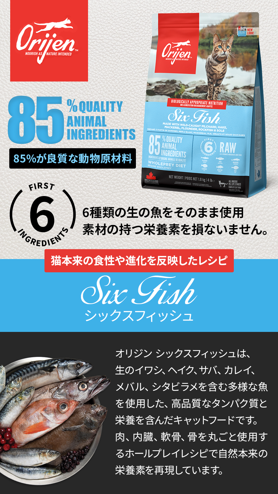 ORIJEN（オリジン） シックスフィッシュ キャット 340g キャットフード
