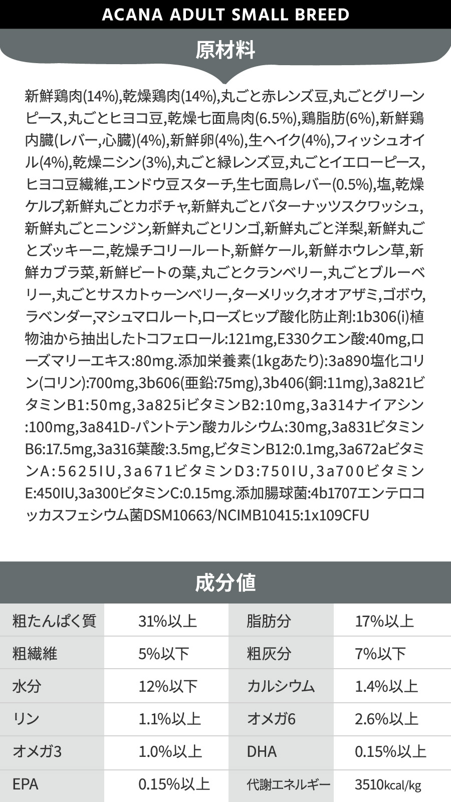 ACANA（アカナ） アダルトスモールブリードレシピ 6kg : ドッグ