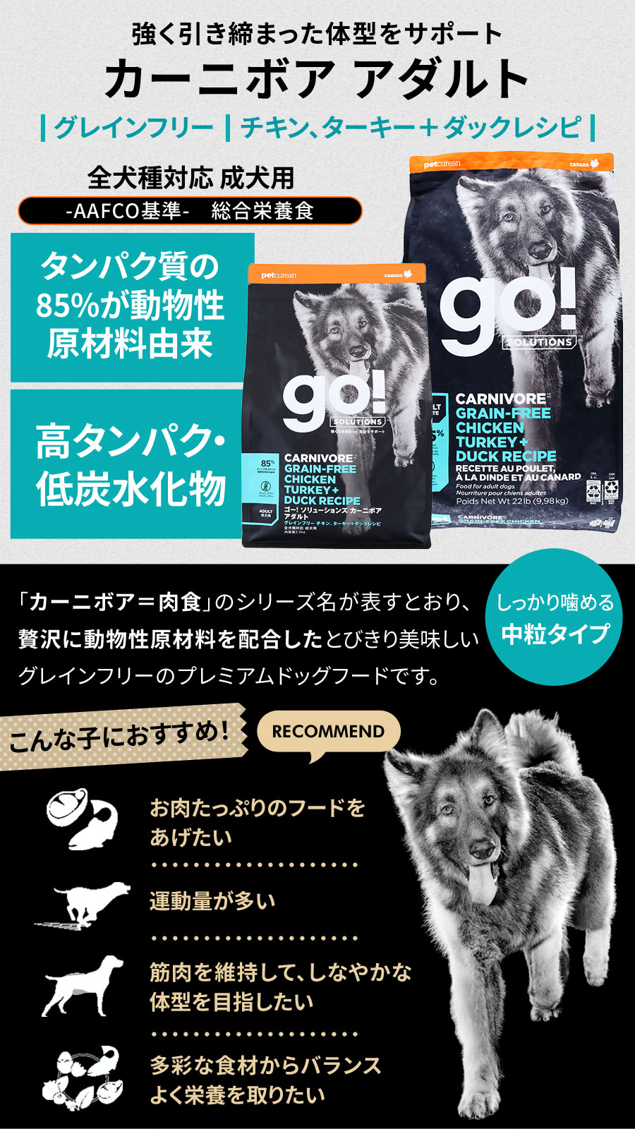 GO! ゴー カーニボア アダルト チキン、ターキー＋ダック 2.3kg＋撥水コーティングインドア(水回り用) 20ml 犬 ドッグフー |  | 02