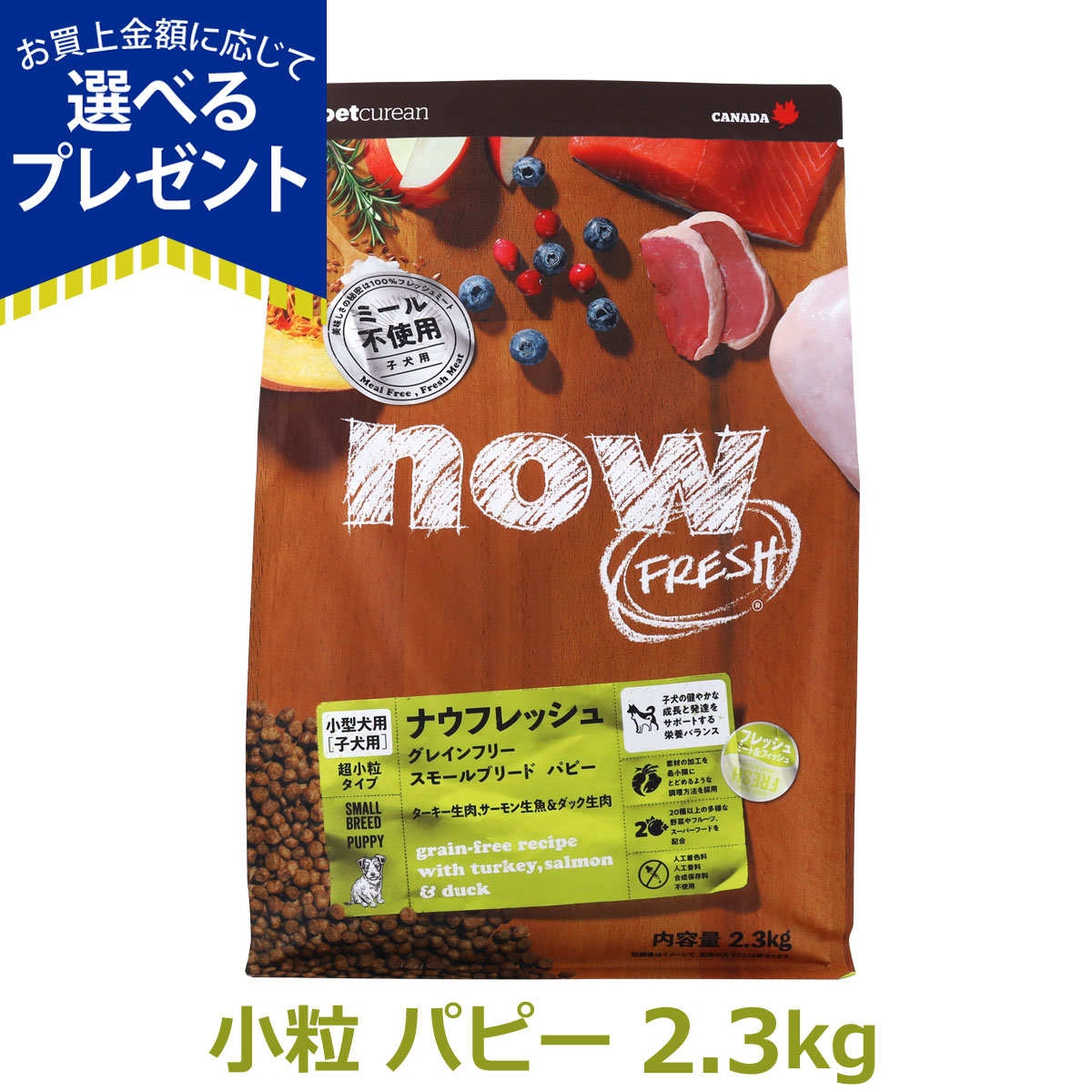 (選べるプレゼント付き)ナウフレッシュ グレインフリー スモールブリードパピー 2.3kg ドッグフード 超小粒 犬 ドライ 子犬 穀物不使用